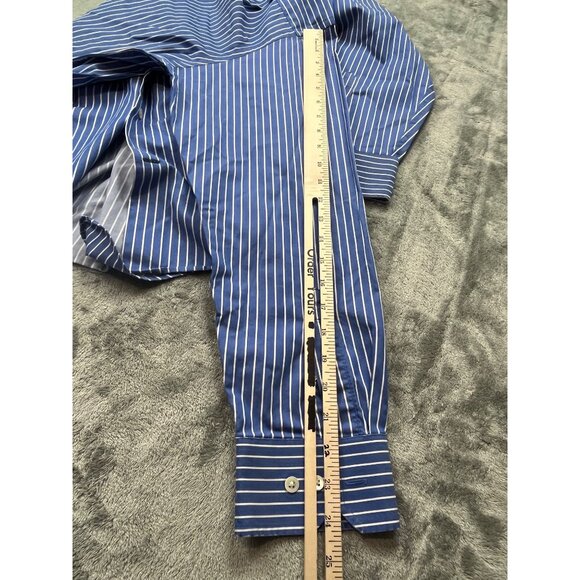 Banana Republic Mens Large Blue Striped Button-Down Dress Shirt - Picture 6 of 9